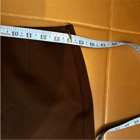 TAHARI ELENA Above the Knee Mini Stretch Lined black brown colorblock mini skirt - Picture 7 of 10